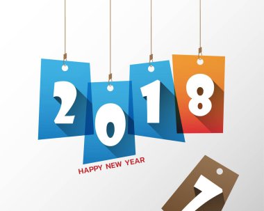 Tebrik kartı tasarım şablonu ile 2018 yeni yıl için Modern metin