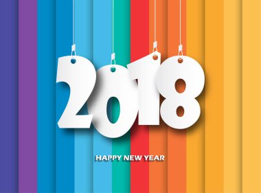 Tebrik kartı tasarım şablonu ile 2018 yeni yıl için Modern metin