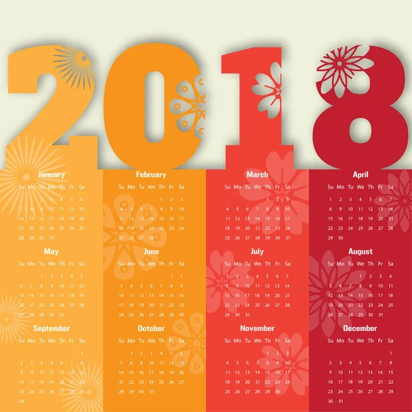 2018 Plantilla de calendario moderno .Vector / ilustración . — Archivo Imágenes Vectoriales