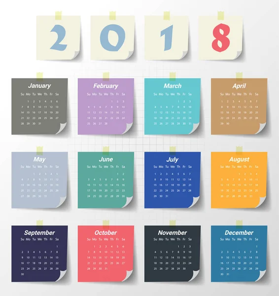 Modèle de calendrier moderne 2018 .Vector / illustration . — Image vectorielle