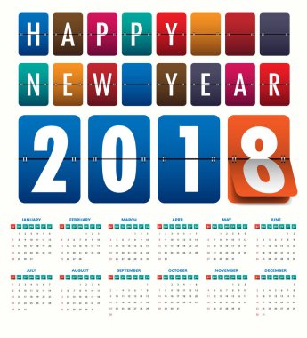 2018 Modern Takvim şablonu. Vektör/illüstrasyon