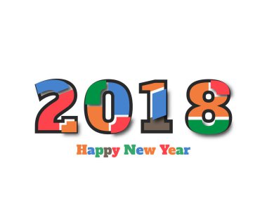 Tebrik kartı tasarım şablonu ile 2018 yeni yıl için Modern metin