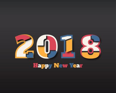 Tebrik kartı tasarım şablonu ile 2018 yeni yıl için Modern metin