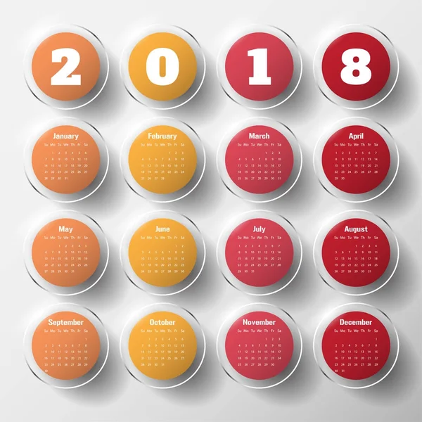 2018 Plantilla de calendario moderno .Vector / ilustración . — Vector de stock