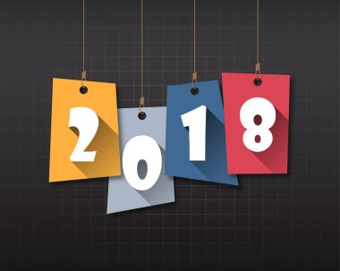 Tebrik kartı tasarım şablonu ile 2018 yeni yıl için Modern metin