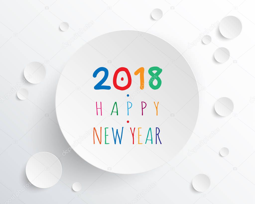 Greeting card design template with Modern Text for 2018 New Year