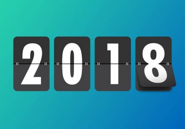 Tebrik kartı tasarım şablonu ile 2018 yeni yıl için Modern metin