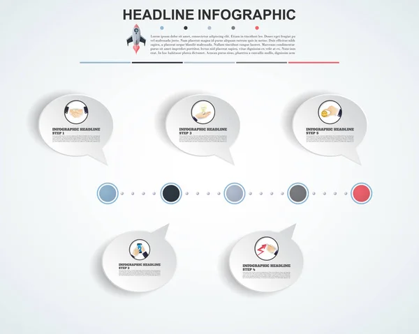 Wizualizacja Danych Biznesowych Schemat Procesu Streszczenie Elementów Wykresu Diagramu Krokami — Wektor stockowy