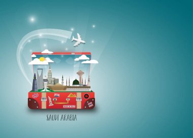 Suudi Arabistan Simgesel Yapı küresel seyahat ve yolculuk kağıt arka plan