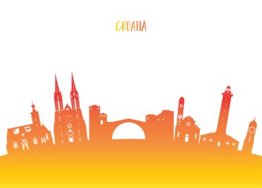 Hırvatistan Simgesel Yapı küresel seyahat ve yolculuk kağıt arka plan.