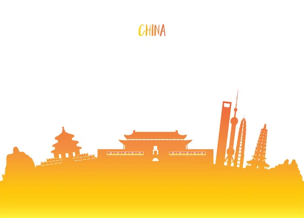 Cina Punto di riferimento globale di viaggio e viaggio sfondo di carta . — Vettoriale Stock
