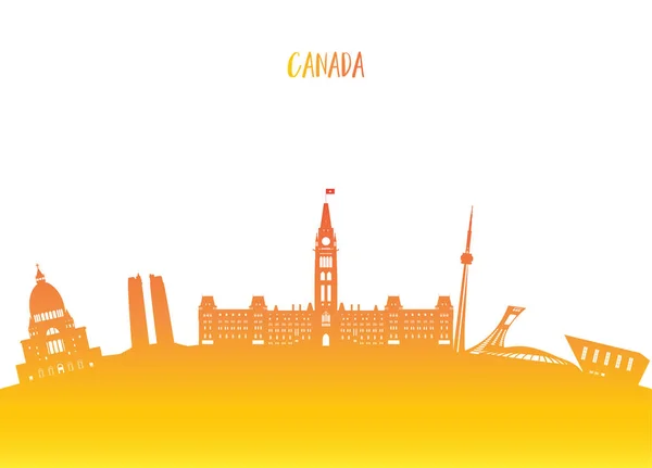 加拿大地标全球旅行和旅行论文背景. — 图库矢量图片
