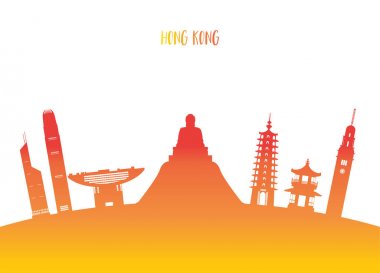 Hong kong Simgesel Yapı küresel seyahat ve yolculuk kağıt arka plan.