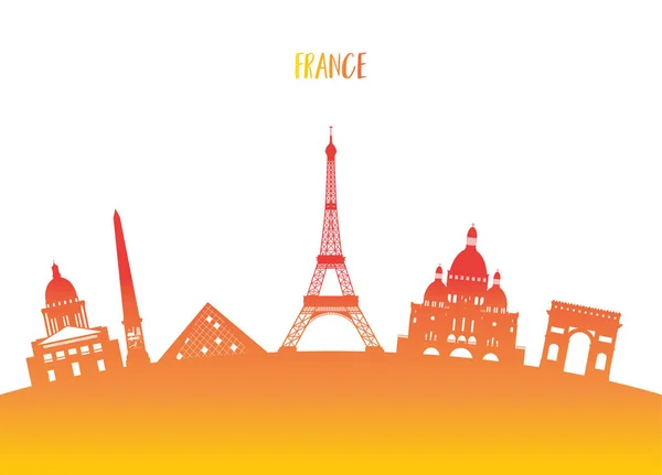 法国地标全球旅行和旅行论文背景. — 图库矢量图片