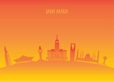 Suudi Arabistan Simgesel Yapı küresel seyahat ve yolculuk kağıt arka plan