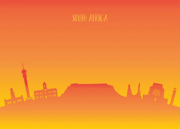 Güney Afrika Simgesel Yapı küresel seyahat ve yolculuk kağıt arka plan — Stok Vektör