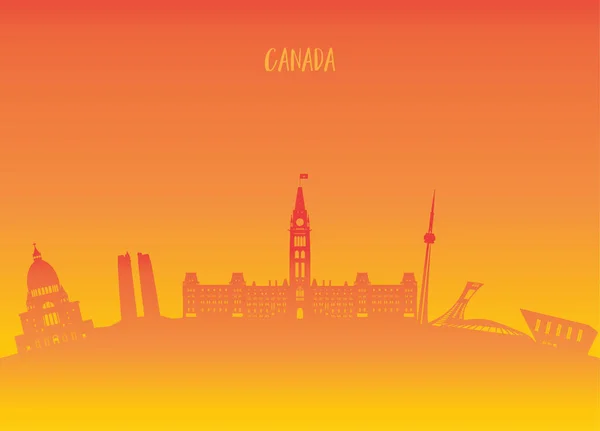 加拿大地标全球旅行和旅行论文背景。范畴 vect — 图库矢量图片