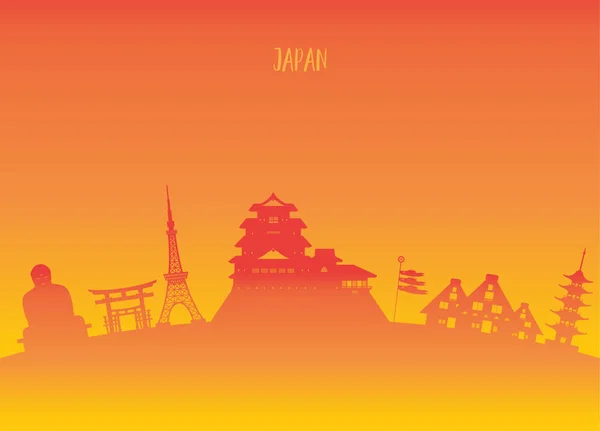 Japan Landmark Global Travel And Journey paper background (en inglés). Vecto. — Vector de stock