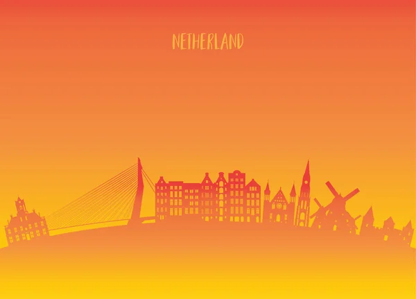 オランダ ランドマーク世界的な旅行および旅行の用紙の背景. — ストックベクタ