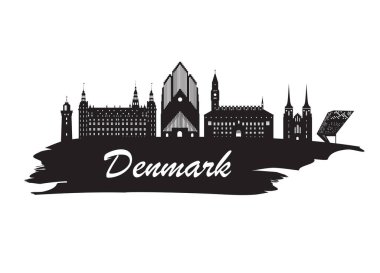 Danimarka Simgesel Yapı küresel seyahat ve yolculuk kağıt arka plan. VEC