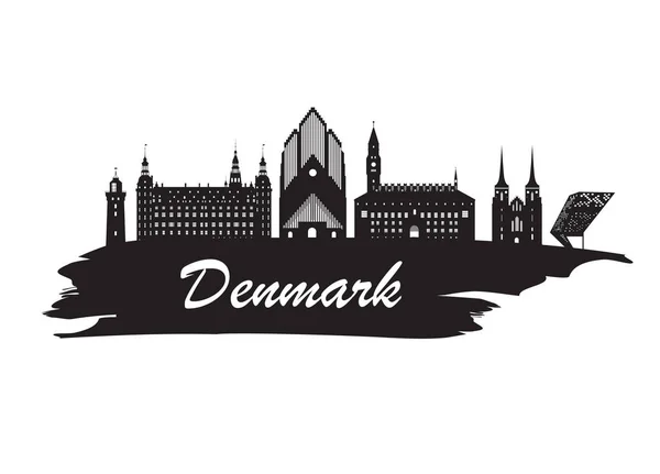 Dinamarca Landmark Global Travel And Journey fondo de papel. Vec — Vector de stock