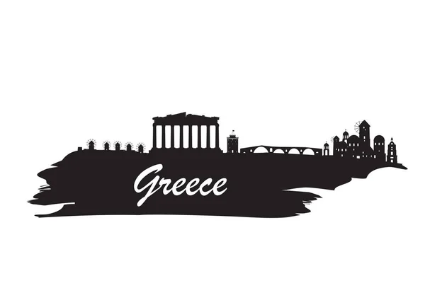 Grèce Landmark Global Travel And Journey papier fond. Vecte — Image vectorielle