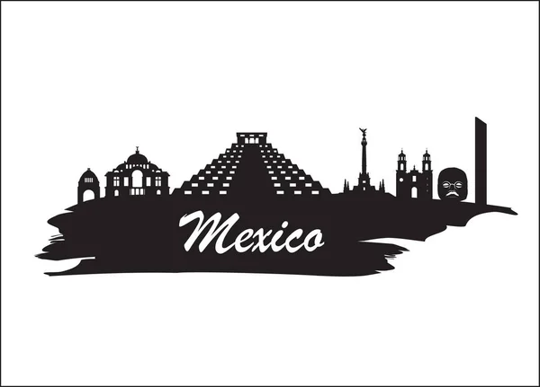 México Landmark Global Travel And Journey paper background. Vect. — Archivo Imágenes Vectoriales