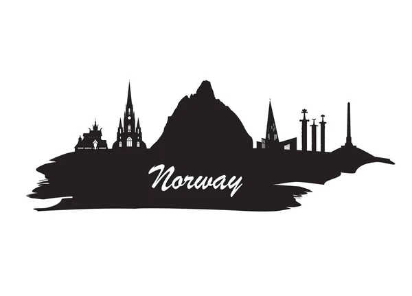 Norvegia Punto di riferimento globale Viaggi e viaggi sfondo carta. Vect — Vettoriale Stock