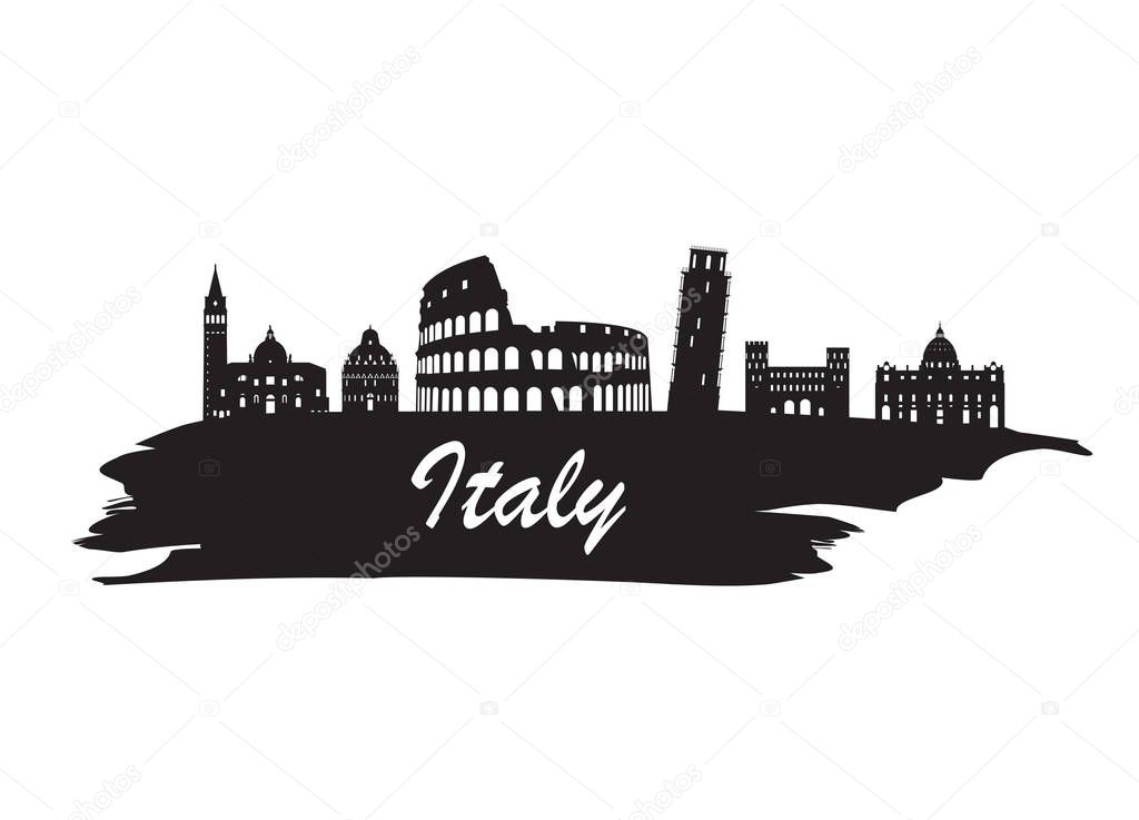 Italy Landmark Global Travel And Journey paper background. Vecto