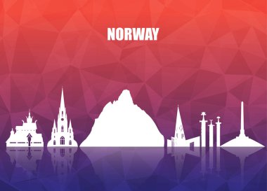 Norveç Simgesel Yapı küresel seyahat ve yolculuk kağıt arka plan. Vect