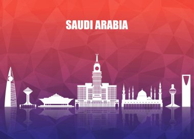 Suudi Arabistan Simgesel Yapı küresel seyahat ve yolculuk kağıt arka plan