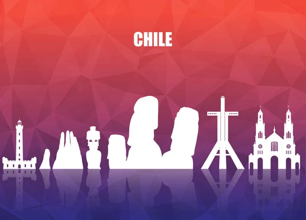 Chili Landmark wereldwijde reizen en reis papier achtergrond. Vecto — Stockvector