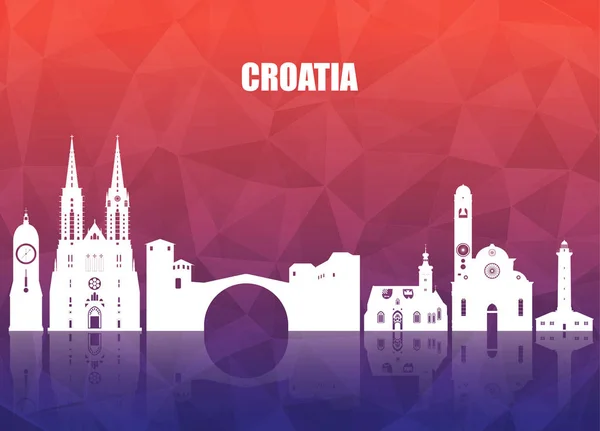 Kroatien Wahrzeichen globalen Reise-und Reise-Papier Hintergrund. vec — Stockvektor