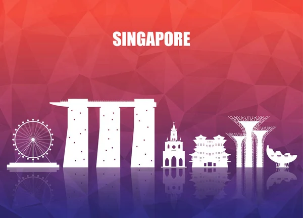 Singapur Landmark Global Travel And Journey fondo de papel. V. — Vector de stock