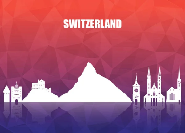 Švýcarsko mezník globální cestování a cesta papírové pozadí. — Stockový vektor