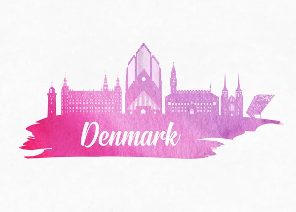 Δανία ορόσημο παγκόσμιο ταξίδι και ταξίδι φόντο του χαρτιού. VEC — Διανυσματικό Αρχείο