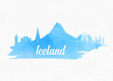 İzlanda Landmark Global Seyahat Ve Yolculuk suluboya arka plan