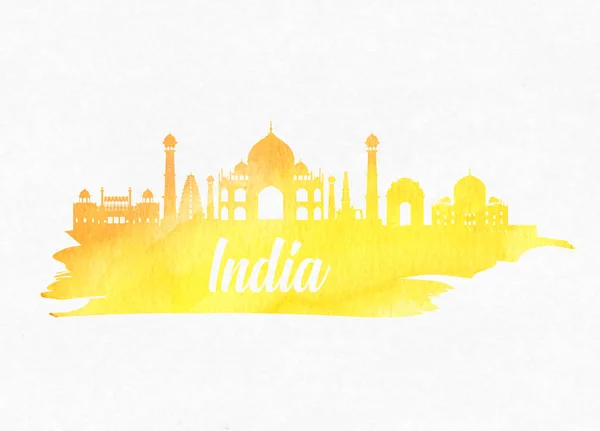 India Landmark Global reizen en reis aquarel achtergrond. — Stockvector