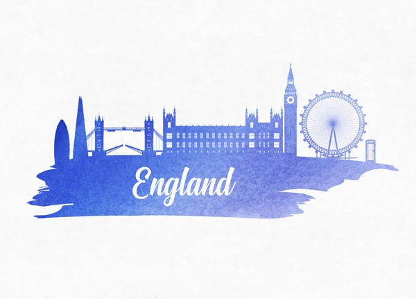 England Landmark Global Travel And Journey watercolor background — Stock Vector