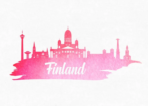 Φινλανδία-ορόσημο παγκόσμια ταξίδια και ταξίδι ζωγραφική φόντο — Διανυσματικό Αρχείο