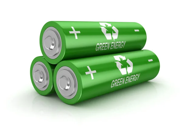 隔离绿色电池 — 图库照片