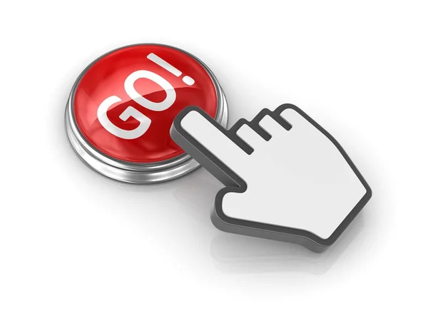 Go button with hand cursor — Stock Photo, Image