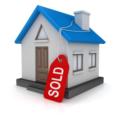 Mavi ev satıldı etiketi ile