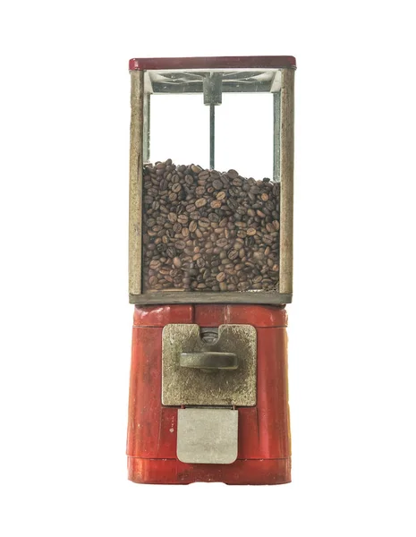 Kaffeböna i vintage varuautomat, vit bakgrund — Stockfoto