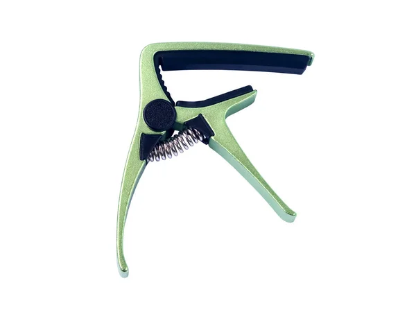 Guitar green capo on white background , close up — Stock Photo, Image