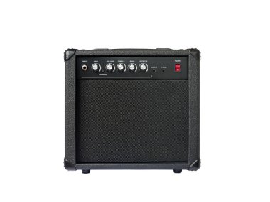 Beyaz arka plan üzerinde izole küçük gitar amplifikatör