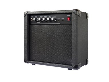 Beyaz arka plan üzerinde izole küçük gitar amplifikatör
