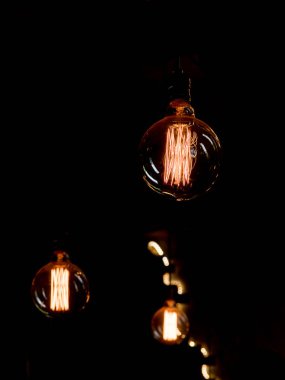 Vintage akkor ampul filaman siyah, yakın atış