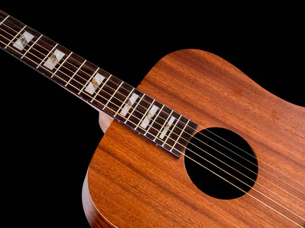 Closeup akustická kytara most — Stock fotografie