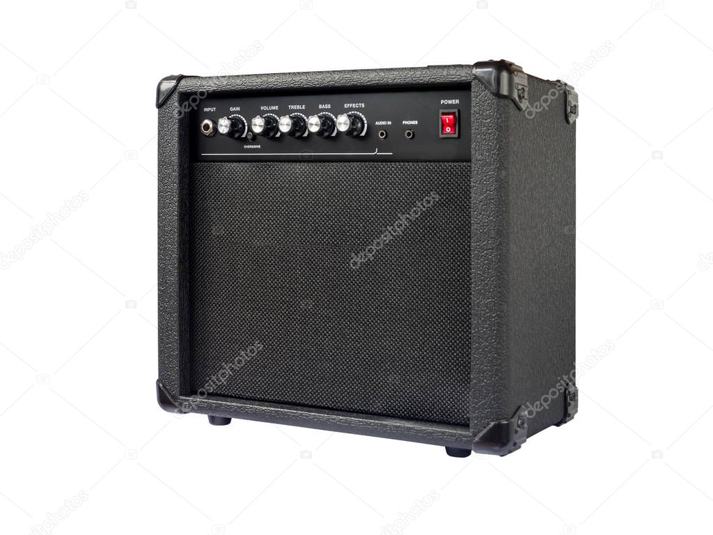 Small guitar amplifier isolated on white background